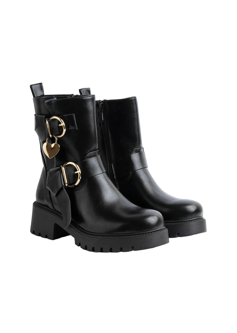 Orion Ringed Heeled Half Boots High Quality with Buckle Detail Woman 12500H022 Black - 4