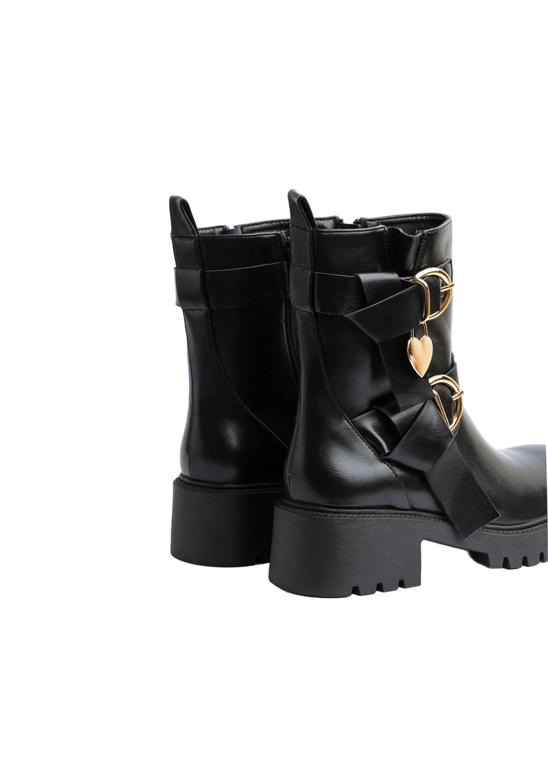 Orion Ringed Heeled Half Boots High Quality with Buckle Detail Woman 12500H022 Black - 6
