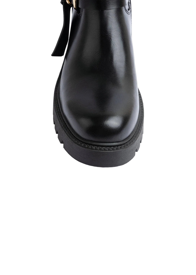Orion Ringed Heeled Half Boots High Quality with Buckle Detail Woman 12500H022 Black - 7