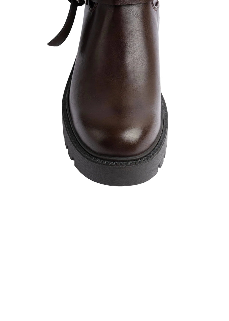Orion Ringed Heeled Half Boots High Quality with Buckle Detail Woman 12500H022 Brown - 7