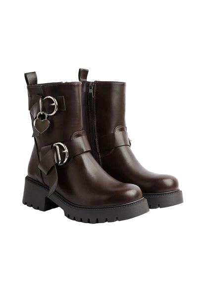 Orion Ringed Heeled Half Boots High Quality with Buckle Detail Woman 12500H022 Brown