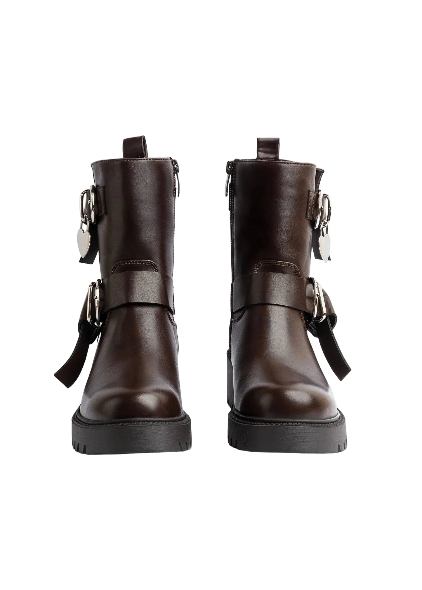 Orion Ringed Heeled Half Boots High Quality with Buckle Detail Woman 12500H022 Brown