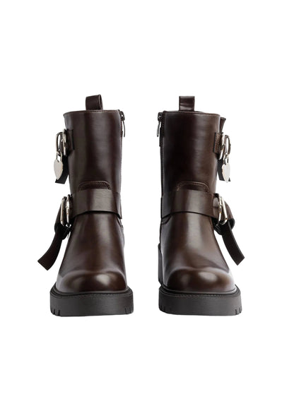 Orion Ringed Heeled Half Boots High Quality with Buckle Detail Woman 12500H022 Brown