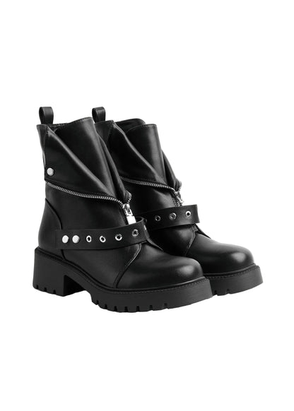 Orion Women's High Quality Half Boot with Zipper 125000H05 Black