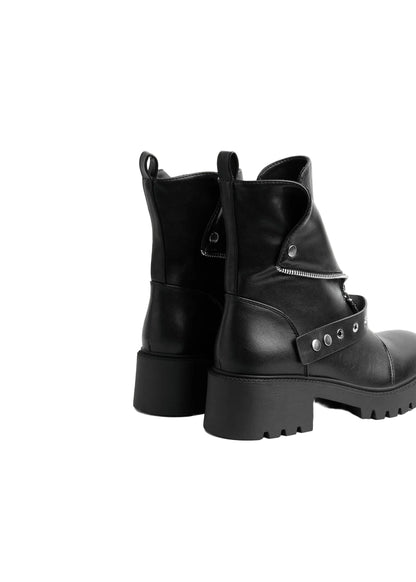 Orion Women's High Quality Half Boot with Zipper 125000H05 Black