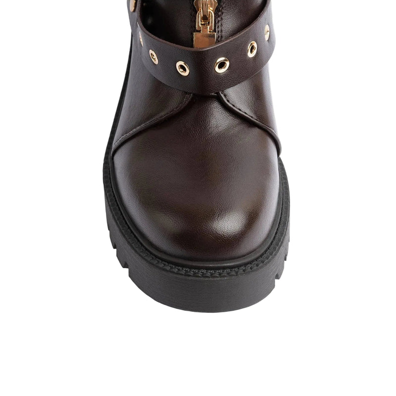 Orion Women's High Quality Half Boot with Zipper 125000H05 Brown - 10