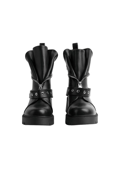 Orion Women's High Quality Half Boot with Zipper 125000H05 Black