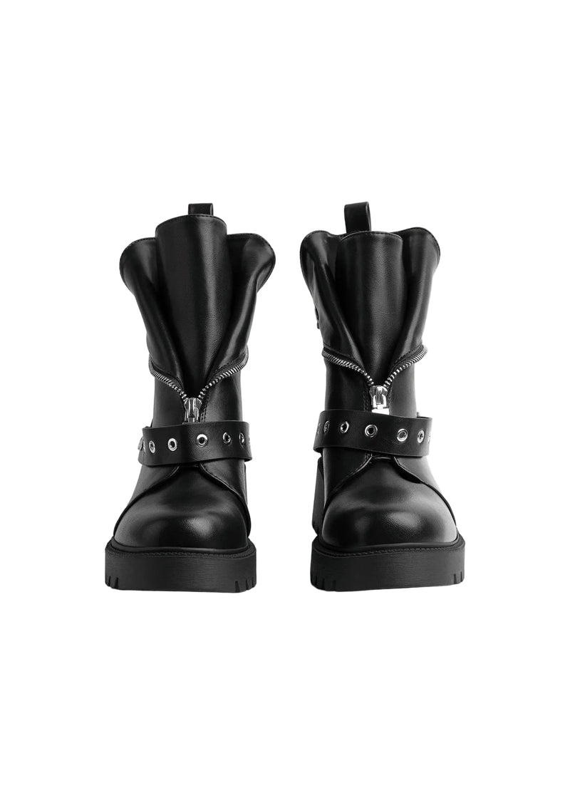 Orion Women's High Quality Half Boot with Zipper 125000H05 Black - 6