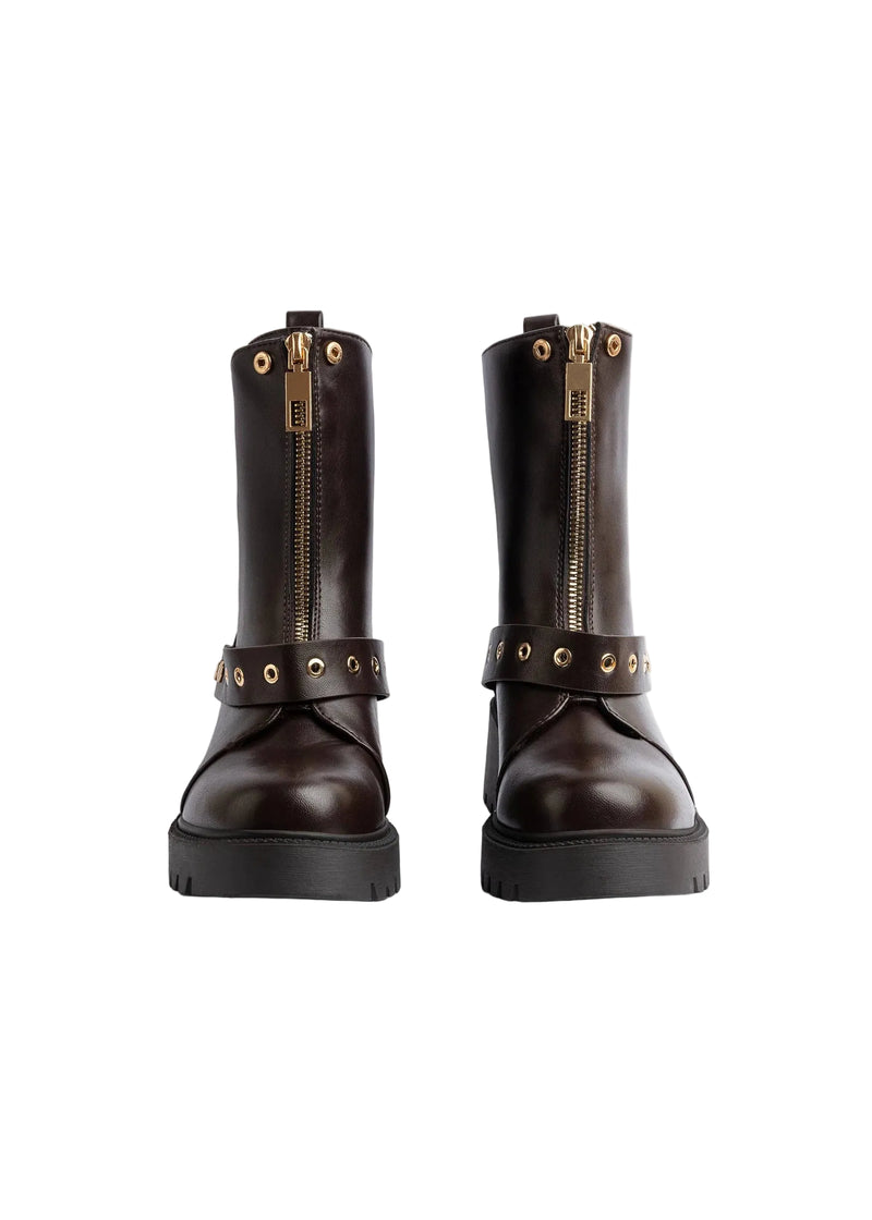 Orion Women's High Quality Half Boot with Zipper 125000H05 Brown - 8