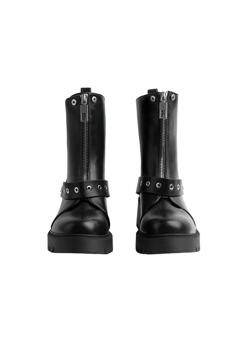 Orion Women's High Quality Half Boot with Zipper 125000H05 Black - 8