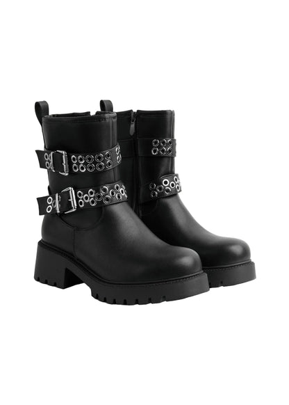 Orion Ringed Heeled Half Boots High Quality with Buckle Detail Woman 125000H01 Black
