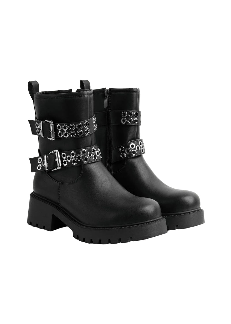 Orion Ringed Heeled Half Boots High Quality with Buckle Detail Woman 125000H01 Black - 4