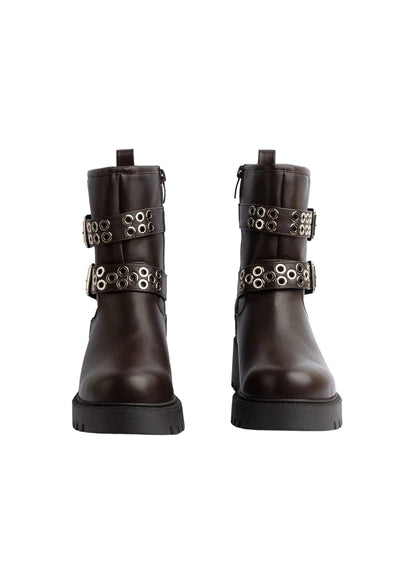 Orion Ringed Heeled Half Boots High Quality with Buckle Detail Woman 125000H01 Brown