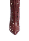 Orion Ringed Heeled Half Boots High Quality Studded Woman 131026710 Burgundy - 6