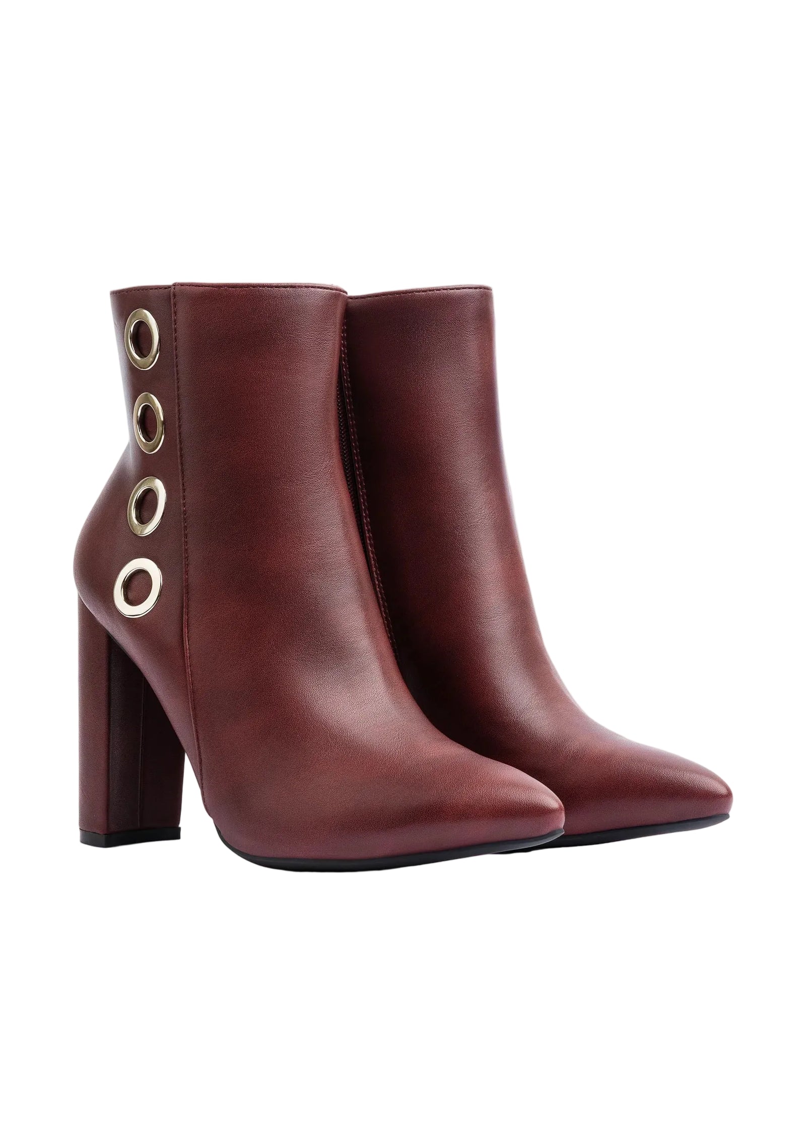 Orion Ringed Heeled Half Boots High Quality Woman 131026709 Burgundy - 4