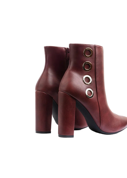 Orion Ringed Heeled Half Boots High Quality Woman 131026709 Burgundy
