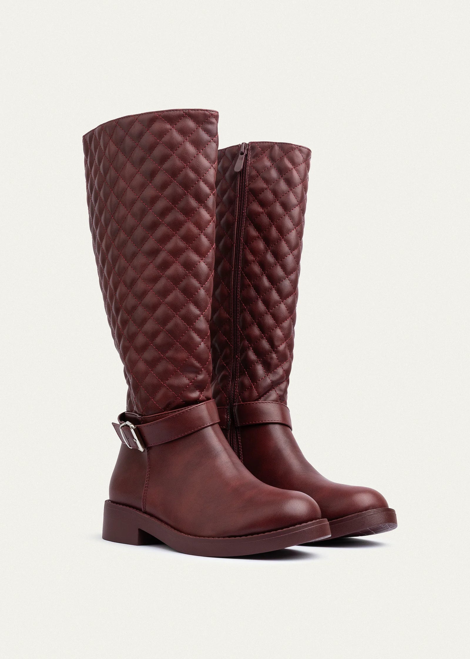 High Quality Design Tan Classic Boots with Buckle Detail 131026707 Burgundy - 4