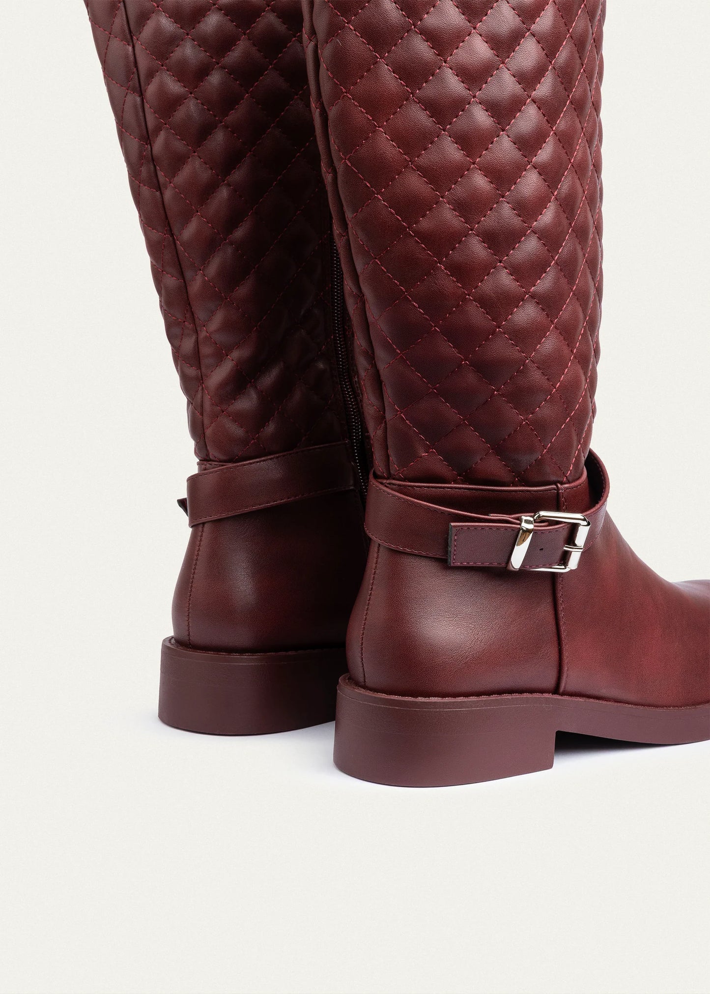 High Quality Design Tan Classic Boots with Buckle Detail 131026707 Burgundy