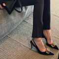 Balenciaga Square Knife BB Slingback Pumps Open Back 8812-5 Black - 6