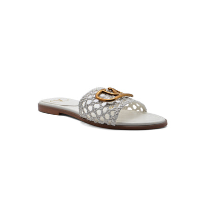 Valentino Garavani Vlogo Signature Slides Nero Flats 3115 White