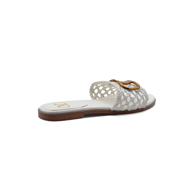 Valentino Garavani Vlogo Signature Slides Nero Flats 3115 White - 2
