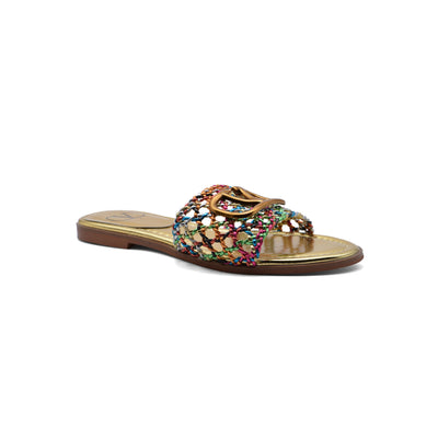 Valentino Garavani Vlogo Signature Slides Nero Flats 3115 Gold