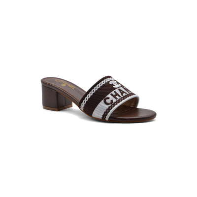 Chanel SS 2001 Embroidered Logo Mule VSP Woman 2127-1 Brown&White