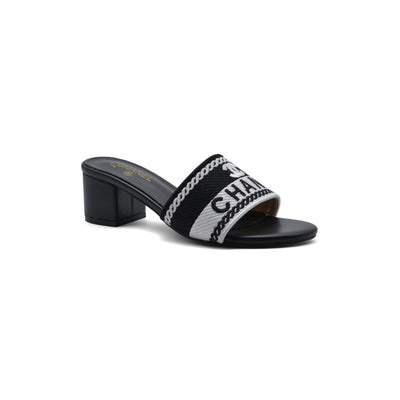 Chanel SS 2001 Embroidered Logo Mule VSP Woman 2127-1 Black