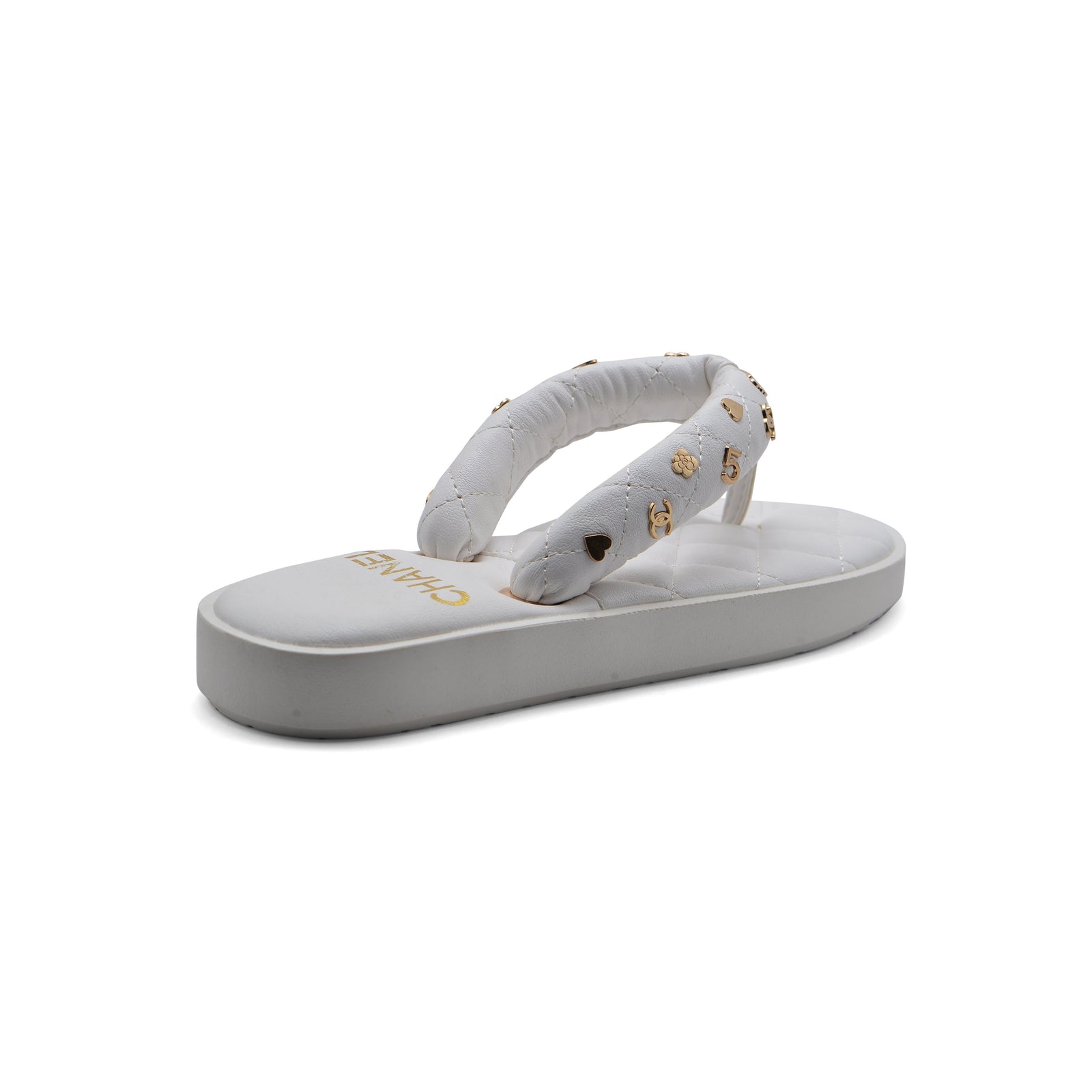 Chanel Lambskin Quilted Padded Charms Thong Sandals Woman XJC3134 White - 2