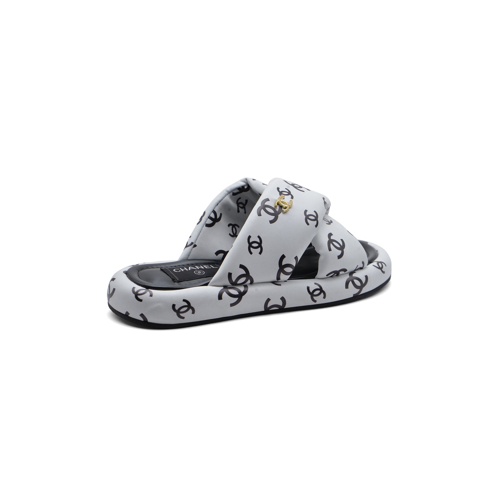 Chanel Puffy Flip Flops Puffy Leather Cross Slipper Woman 9803 White - 2