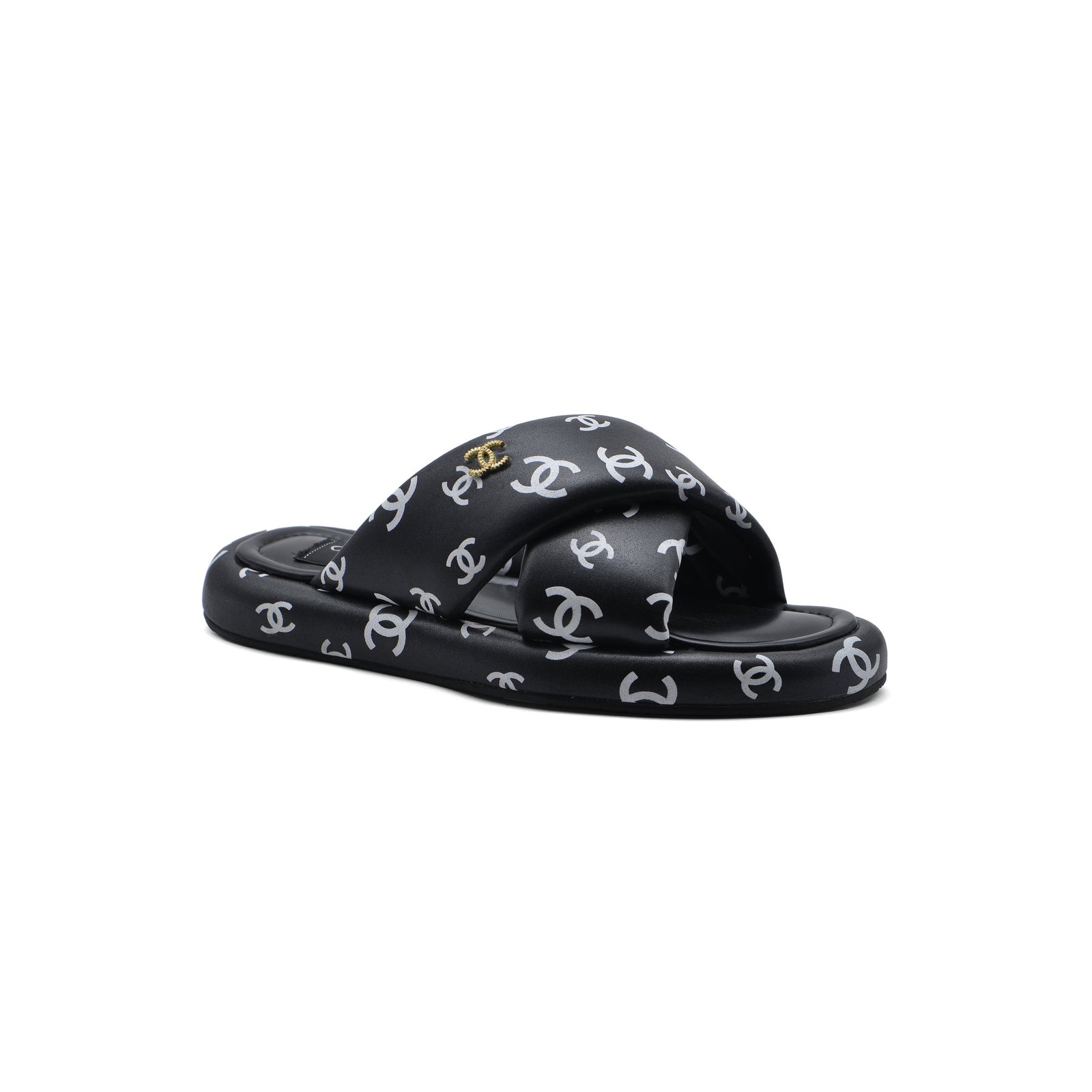 Chanel Puffy Flip Flops Puffy Leather Cross Slipper Woman 9803 Black - 1