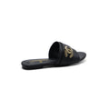 Chanel Leather Pearl Crystal CC Logo Slide Mules Ivory Slipper Woman 51156 Black - 2
