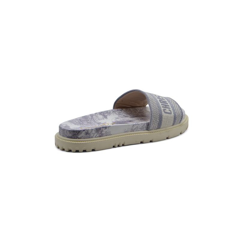 Christian Dior floral print Canvas Slide Sandals Woman DR-886 Gray - 2