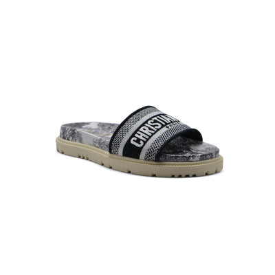 Christian Dior floral print Canvas Slide Sandals Woman DR-886 Black&White