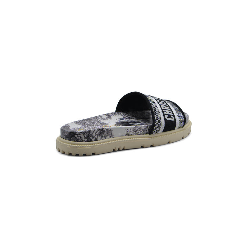 Christian Dior floral print Canvas Slide Sandals Woman DR-886 Black&White - 2