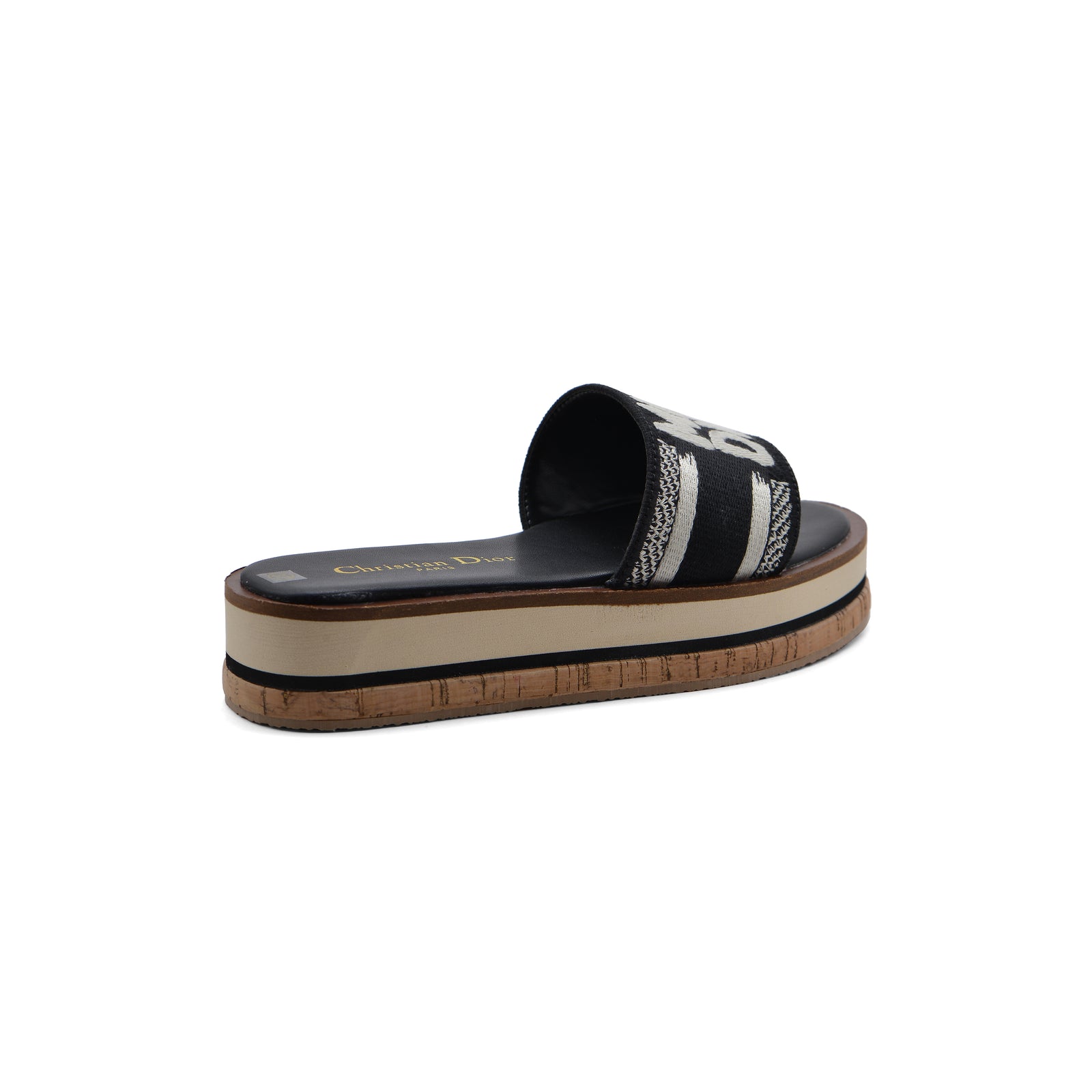 Christian Dior Dway Canvas Platform Raffia Chambray Jacquard Dioract Sandals Woman 2393 Black - 2