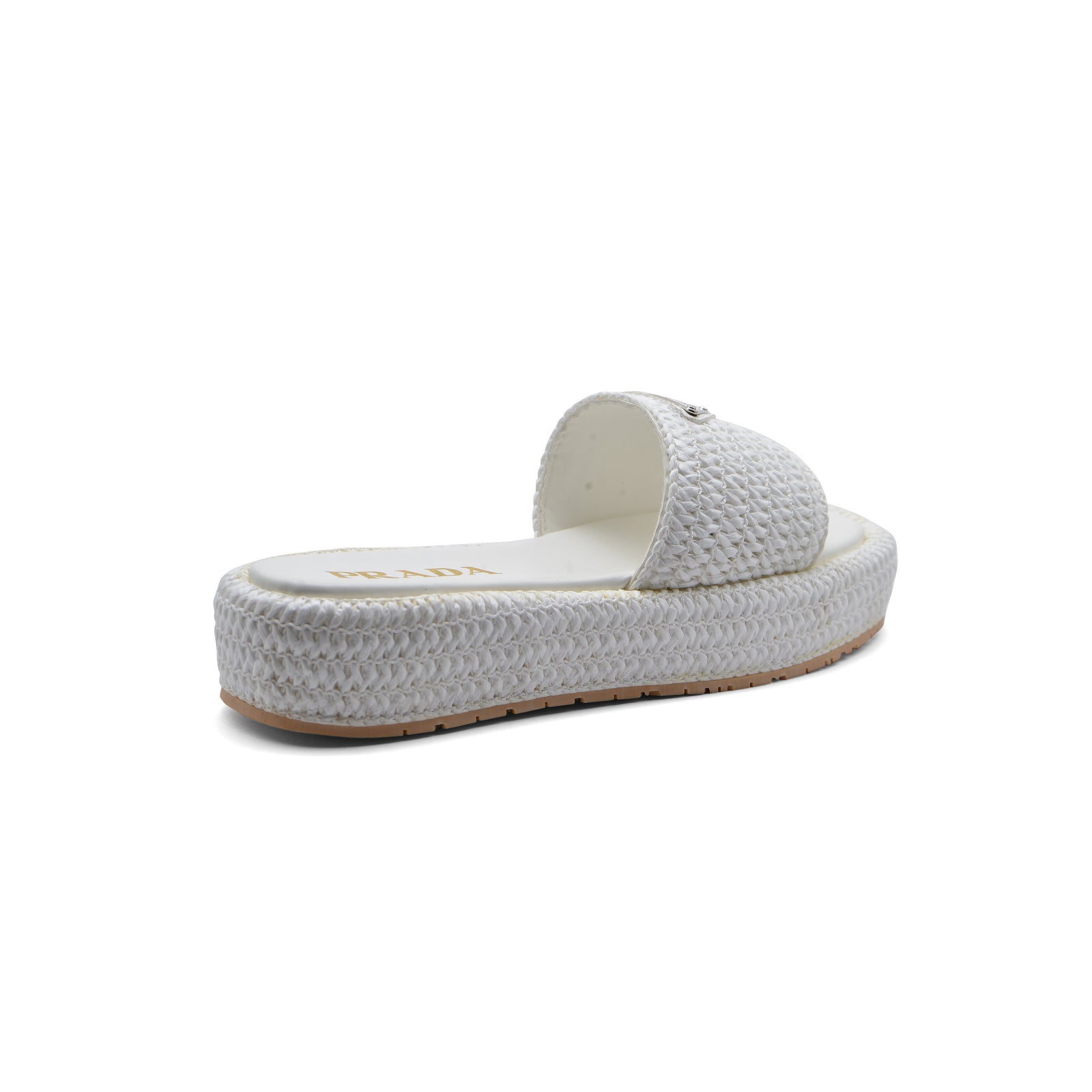 Prada Raffia Printed Espadrilles Crochet Flatform Sandals Woman PA-158 White - 2