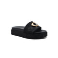 Coach Brand Thick Soled Slippers Logo Print Sandals Leather Women 8109 Black - 1