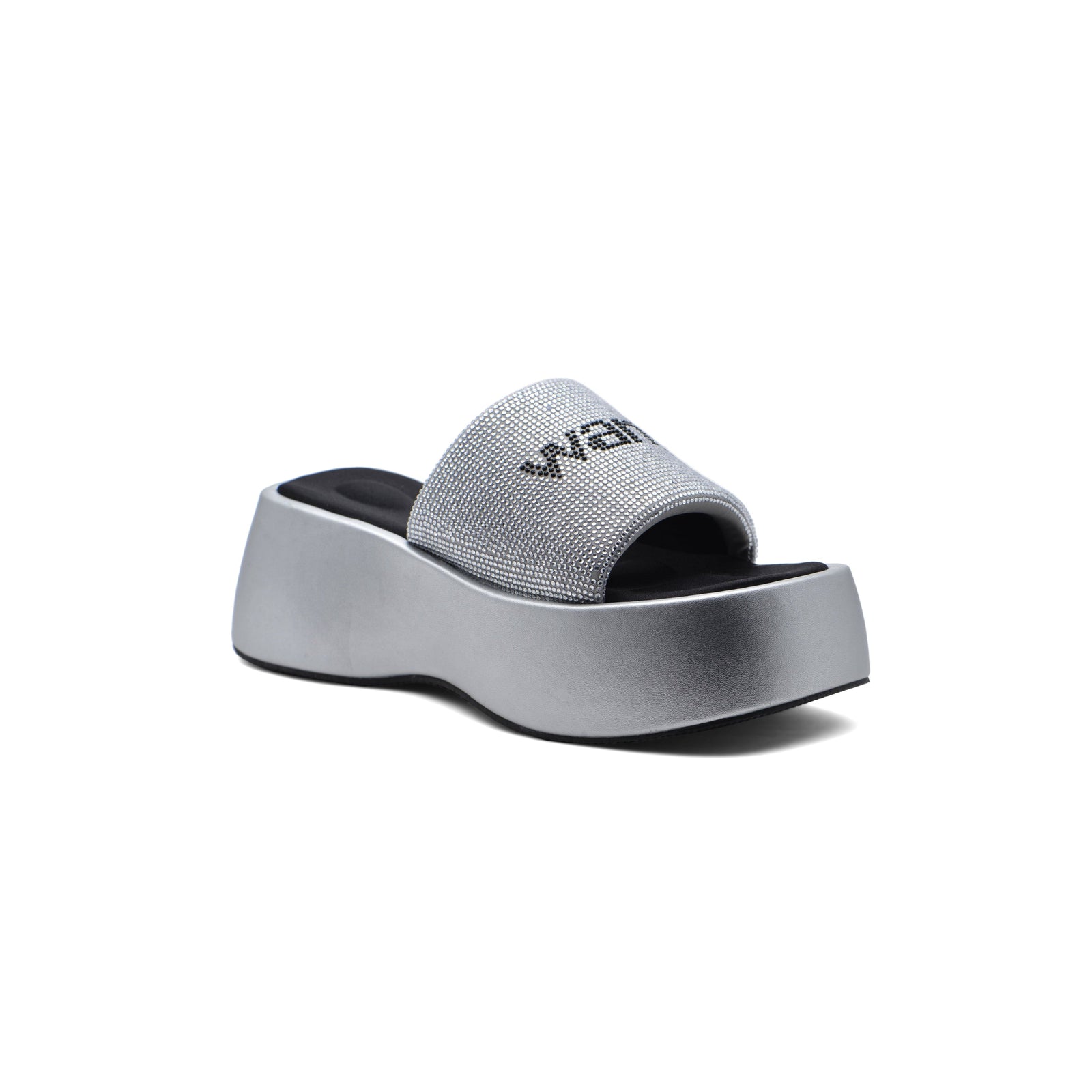 Alexander Wing Slippers High Sole Comfortable Open Back Woman 2907-3 Silver - 1