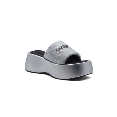 Alexander Wing Slippers High Sole Comfortable Open Back Woman 2907-3 Silver