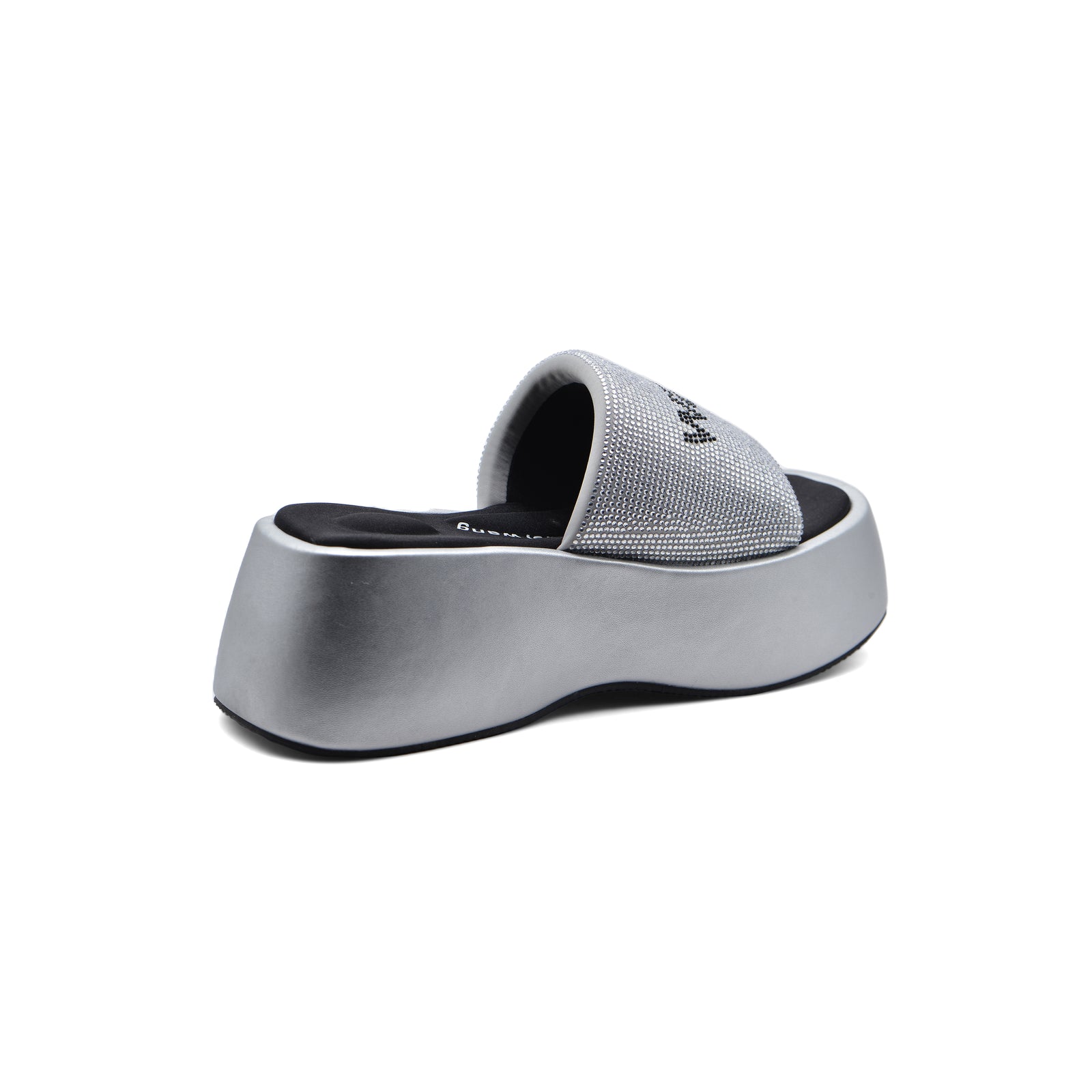 Alexander Wing Slippers High Sole Comfortable Open Back Woman 2907-3 Silver - 2