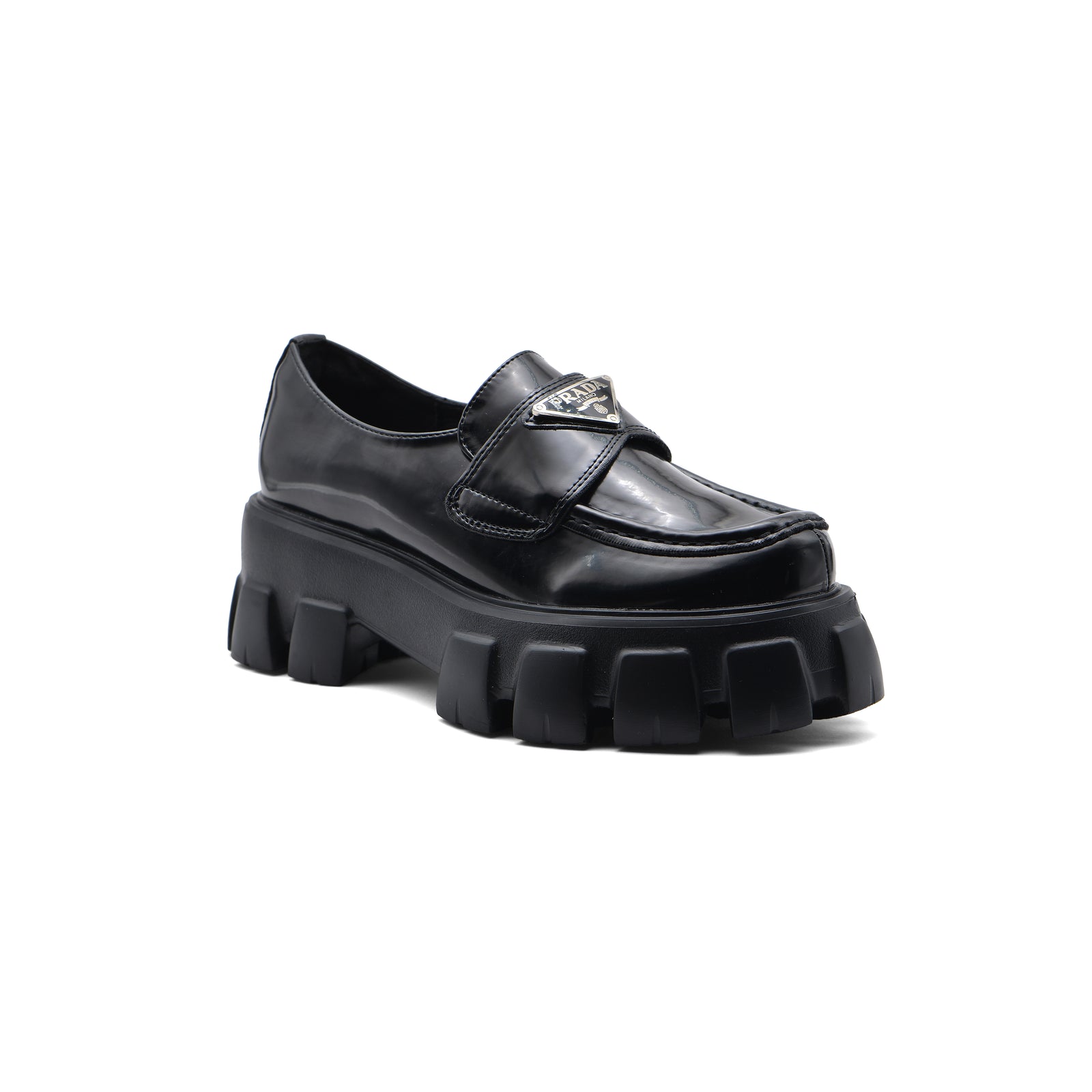 Prada Monolith Patent Leather Loafers Woman A9016 Black - 1