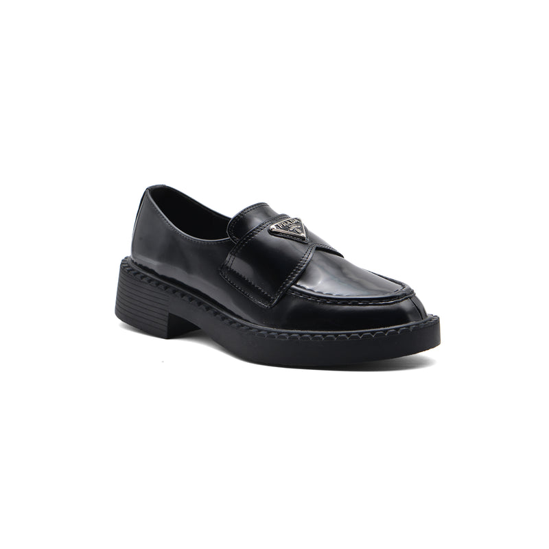 Prada Brushed Spazzolato Leather Loafers Woman 868 Black - 1