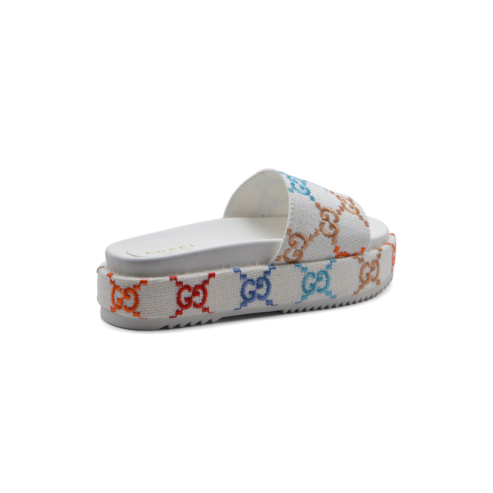 GUCCI Platform Multicolor logo print canvas slides Woman 2020-G5 White - 2