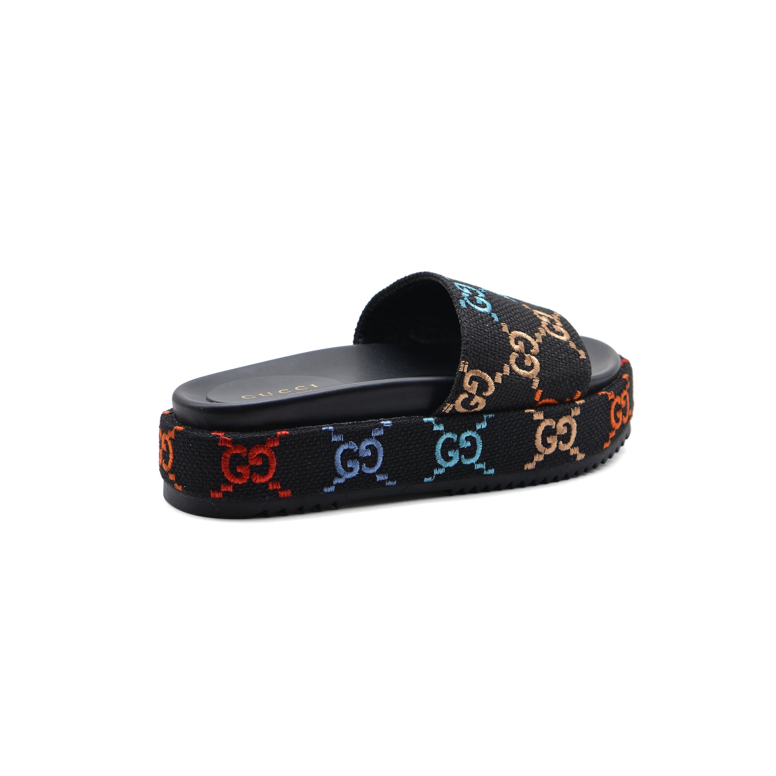 GUCCI Platform Multicolor logo print canvas slides Woman 2020-G5 Black - 2