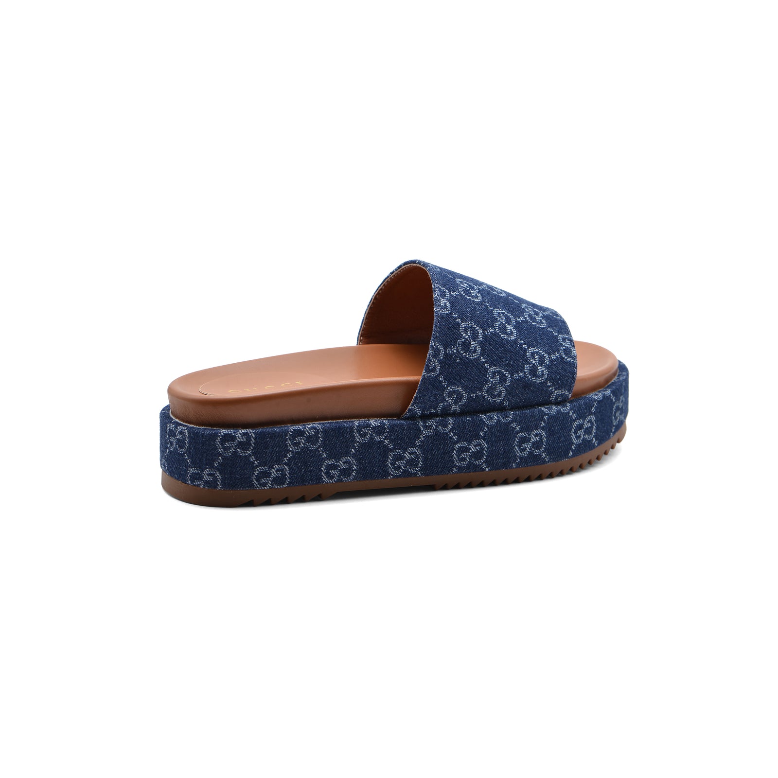 Gucci New Denim GG Monogram Angelina Platform Slide Woman 2020 Blue - 2