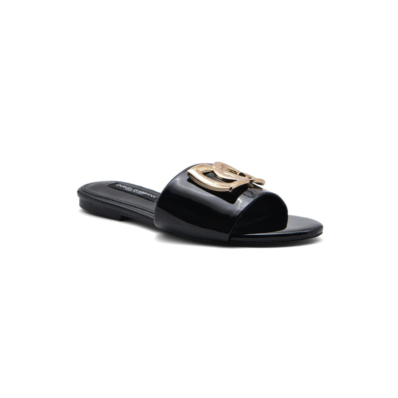 Dolce&Gabbana Loved DG logo flat sandals for Woman 1892 Black - 1