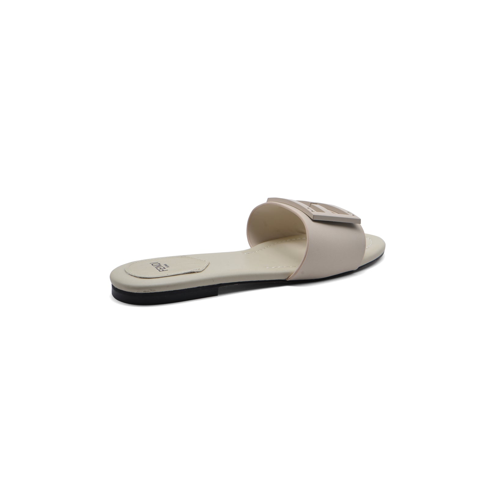 Fendi Baguette Cuoio Romano leather Signature Logo Slide Sandal Woman 1892-1 Beige - 2