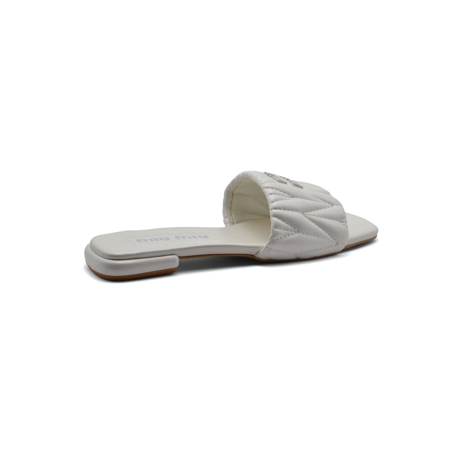 Miu Miu Leather Slides Sandals Summer Classic Leisure Flip Flops Slippers Women 3508 White - 2