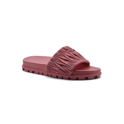 Miu Miu Designer Slides Nappa Leather Beach Slipper Woman 20343 Fuchsia